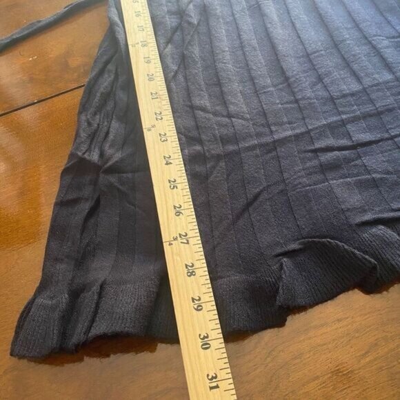 VERTIGO Cowl Neck Pleated Skirt Waist Tie Ribbed Knit Mini Dress Size M Black - Picture 8 of 16
